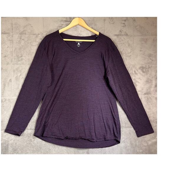 Segments Pullover Women's 2XL Purple Heather 100% Merino Wool V Neck Base Layer - Picture 1 of 8
